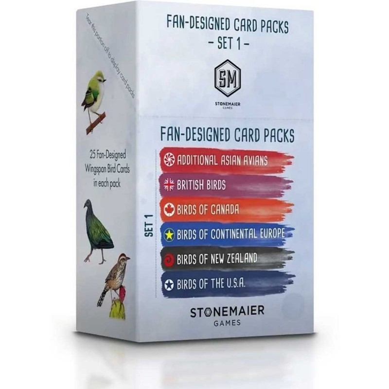 Wingspan Fan-Designed Bird Pack Display (Set 1: 6 Packs)